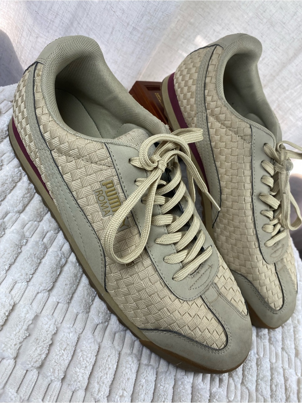 Puma Roma Weave Beige Basketweave Sneakers Men 9.5